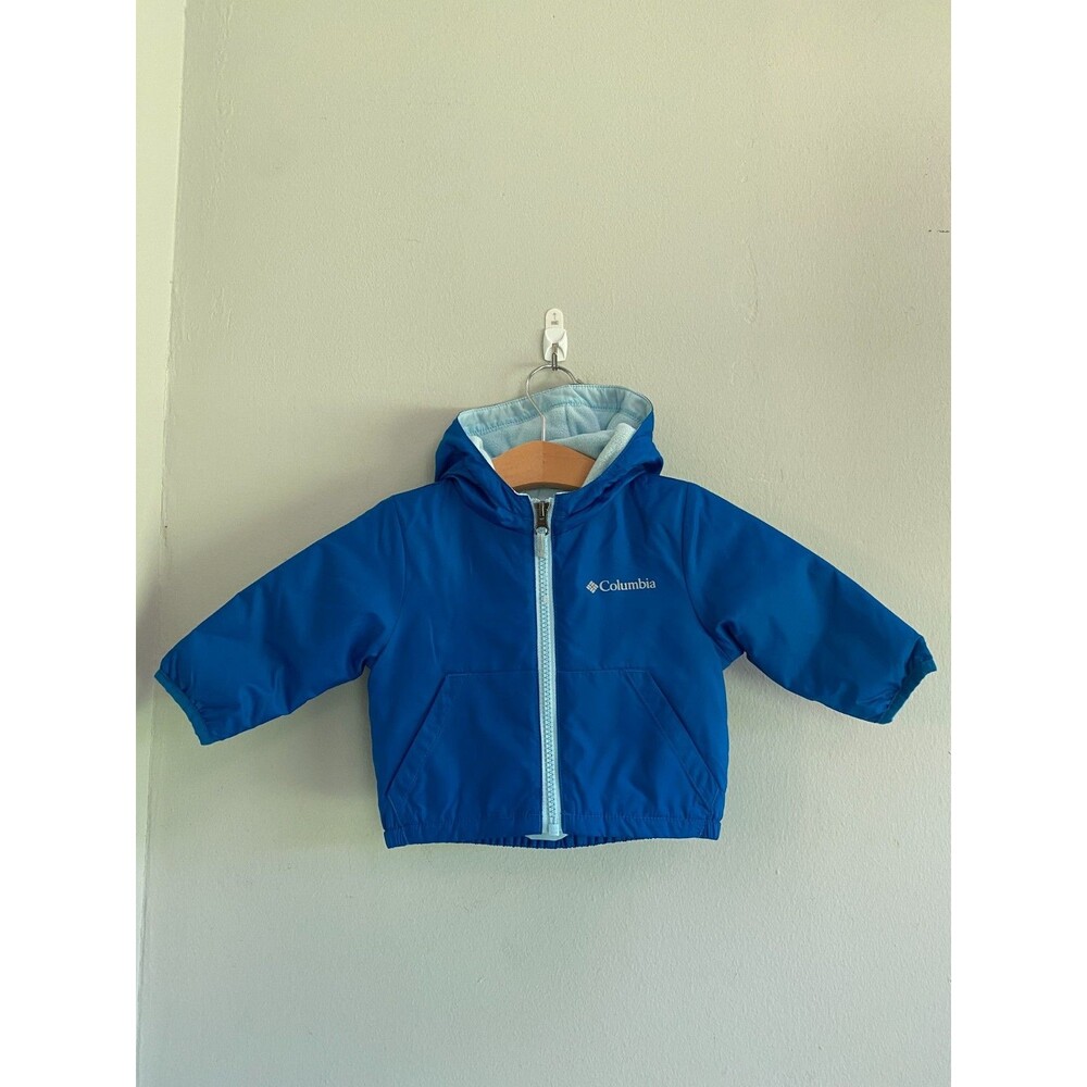 NEW Blue Columbia Toddler Size 3-6M  Dino Scales Hooded Jacket Lined Fleece